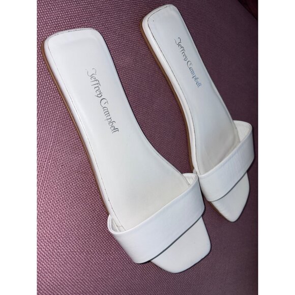 Jeffrey Campbell Vellum Sandals in White 9 Womens Leather flat slides - Picture 9 of 14